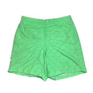 Southern Tide Swim Trunks‎ Water Shorts Green Fish Print Drawstring Mens Medium